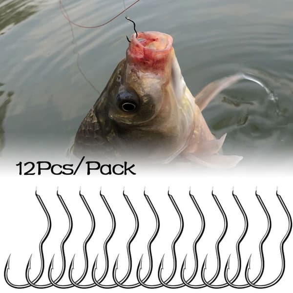 12-pack fiskekrokar i högkolstål 2