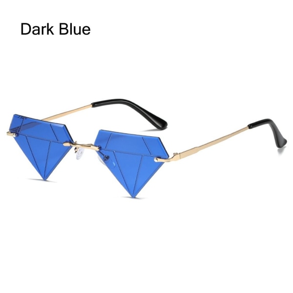 Triangel diamantformade solglasögon Vintage båglösa solglasögon Dark Blue