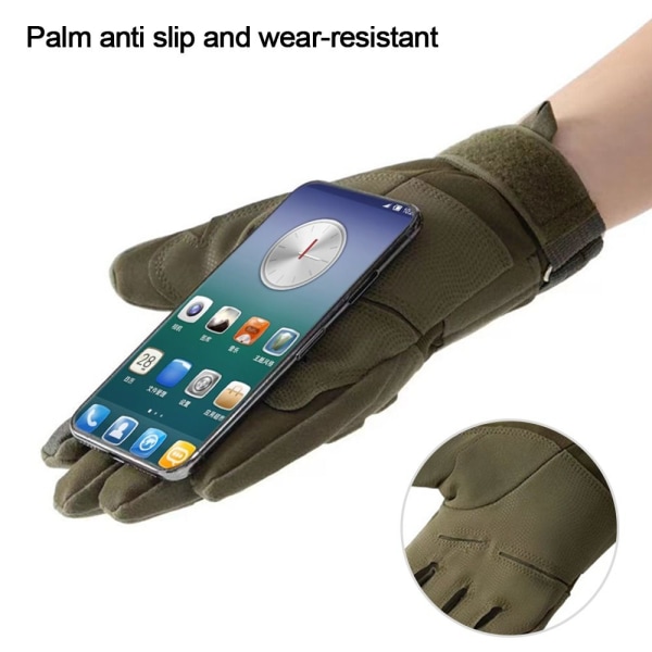 Vintervarma Helfingerhandskar Herr Plysch Pekskärm Cykelhandskar Vindtäta Anti-halk Camo Military Gloves Khaki L