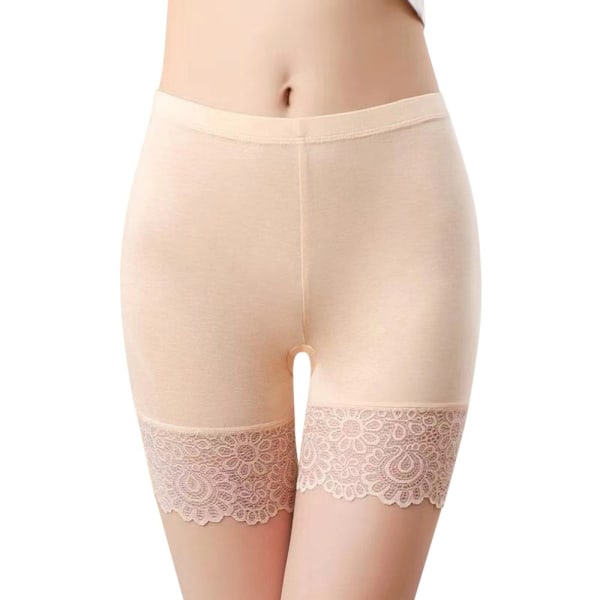 Kvinnor Byxor Seamless mjuka spets Shorts Underkläder Underkjol Oversized Leggings Nude XXL