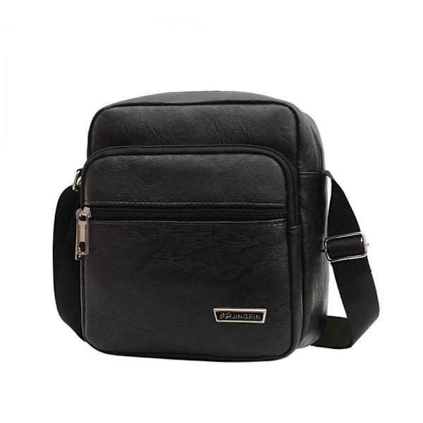 Män Casual PU-läder Crossbody-väska Vattentät Handväska med stor kapacitet black