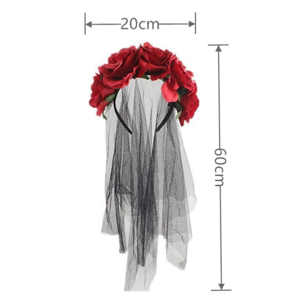 Halloween hårband Rose Flowers Pannband Blommig huvudbonad multicolor