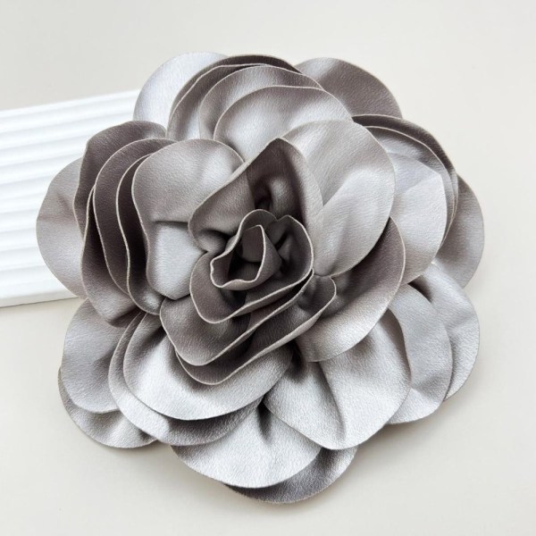 Stor blomma brosch mode franska badge satin dekorativ Pin Grey