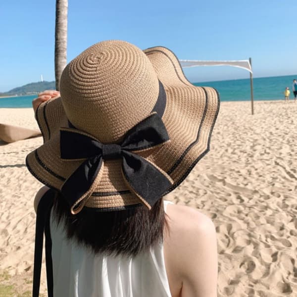 Dam Sommarhatt Strand Platt Rosett Panama Fritids Stråhatt white