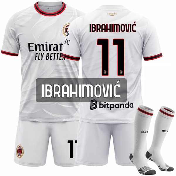 26-27 AC Milan Bortatröja Vit Nr.11 Ibrahimovic 28