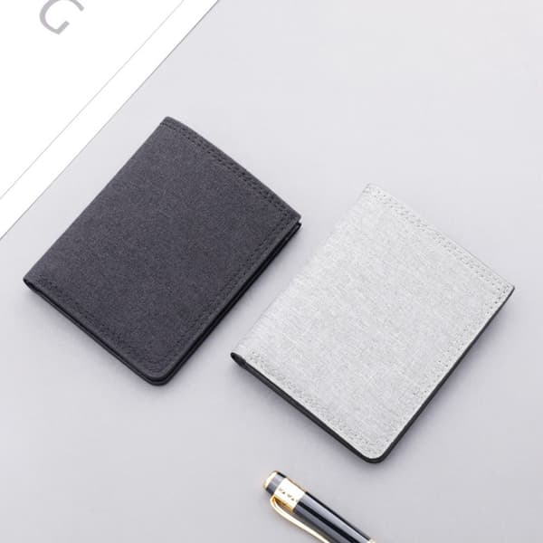 Kort plånbok för män, myntväska, plånbok i canvas Grey