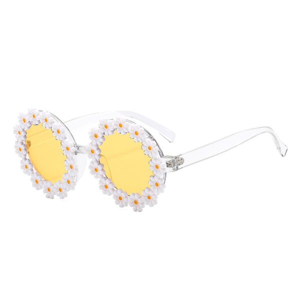 Daisy Solglasögon Kvinnor Blomma Runda Solglasögon Moderoman Disco Festival Party Shades Yellow