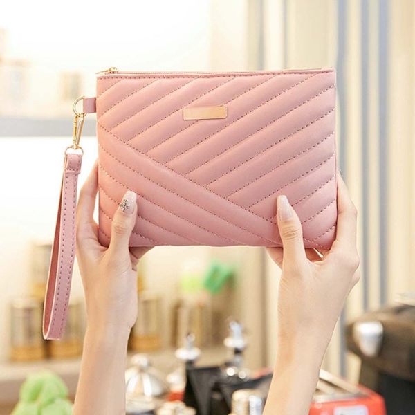 Kvinnor Läder Armbandsväska Shopping Reser liten handväska Clutch plånbok white