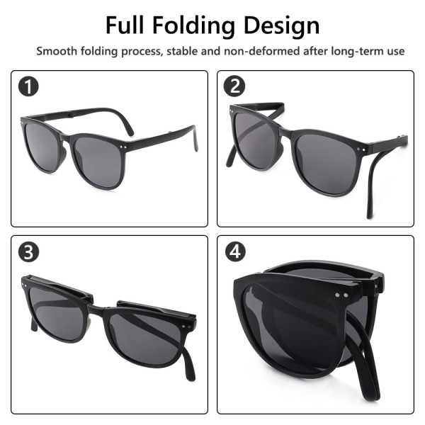 Fällbara solglasögon med case Leopard-Gray