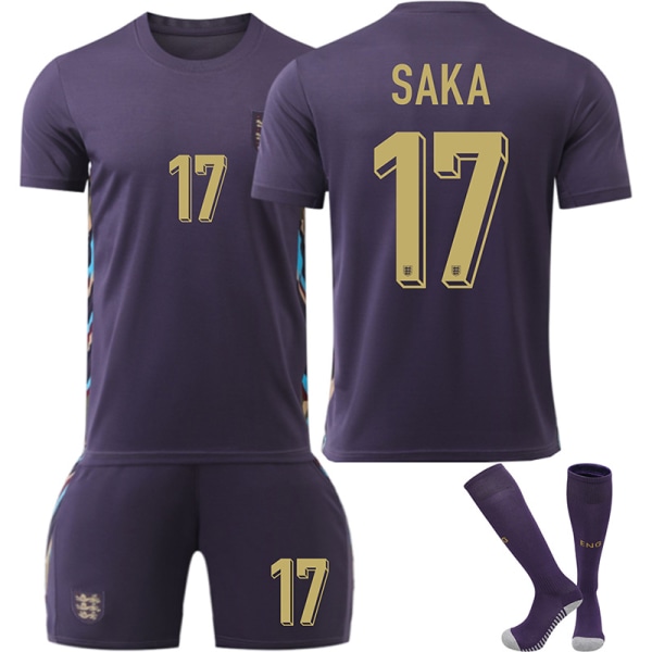 UEFA Euro 2024 England Away Kids Fotbollströja Nr. 17 SAKA 20