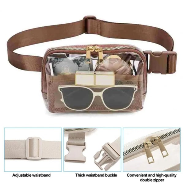 Genomskinlig Fanny Pack bältesväska med stor kapacitet Vattentät dragkedja Transparent midjeväska light purple