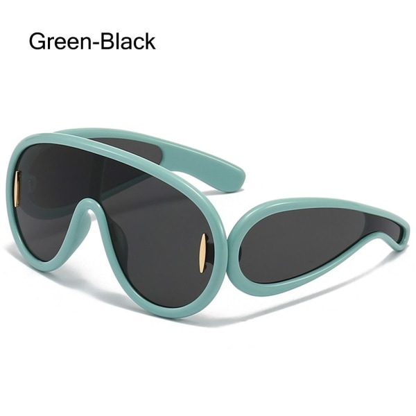 Y2K Wave Mask Solglasögon Sport Punk Shades UV400 Green-Black