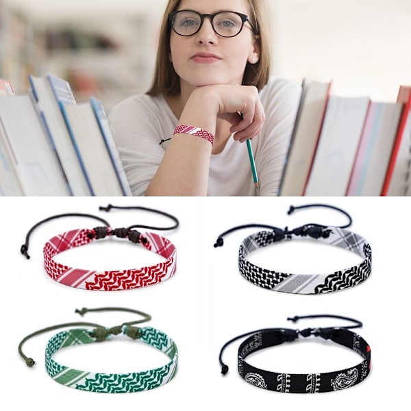 4Pack Arabic Scarf Style Armband Geometric Wave Point Webbing Hand Rep