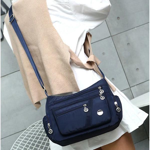 Kvinnor Causal Cross Body Bag Axelväska Multi Layer Nylon Handväska red