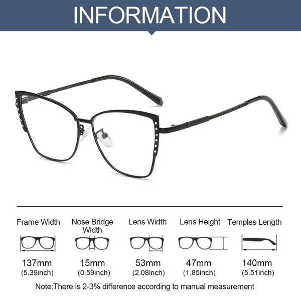 Anti-blått ljus Kvinnor Cat Eye Glasögon Ram Optiska glasögon Ramar Klara glasögon Blue