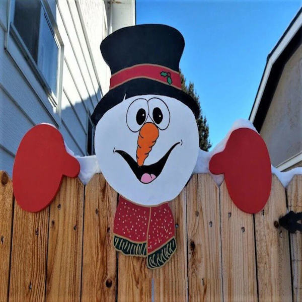 Jul staket dekoration Jultomten Snögubbe Ren Penguin Peeker Yard prydnader reindeer