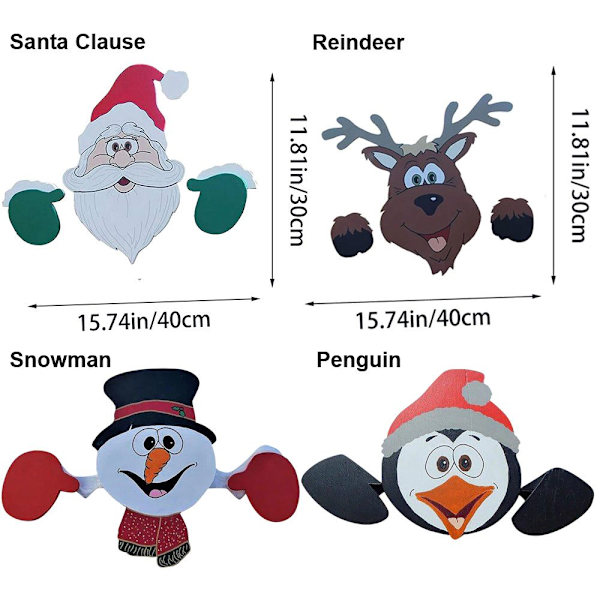 Jul staket dekoration Jultomten Snögubbe Ren Penguin Peeker Yard prydnader penguin