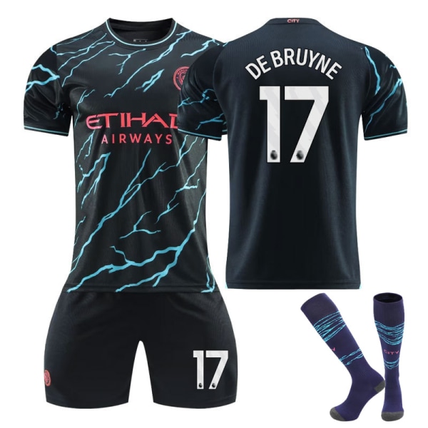 23-24 Manchester City borta barnfotbollsdräkt nr 17 DE BRUYNE XL