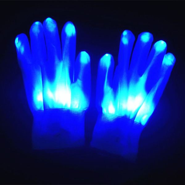 LED-handskar Neonglödande Halloween-festljusrekvisita Lysande blinkande handskar Blue adults
