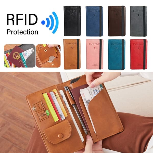 RFID Läder Pass- och Dokumentfodral light brown