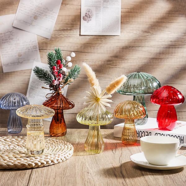 Svampformad glasvas för aromaterapi, enkel dekoration brown