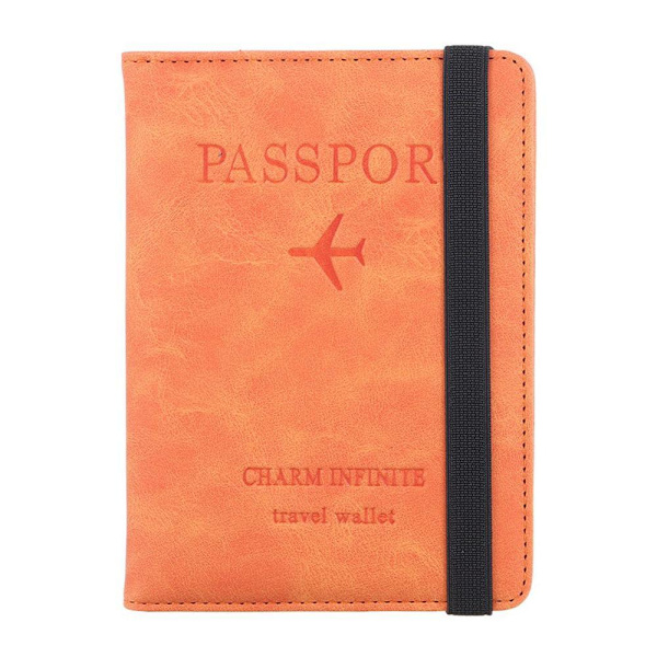 RFID-läderpassväska Dokumentresepasshållare orange 14.8cmX1cmX11cm(5.82X0.39X4.33)