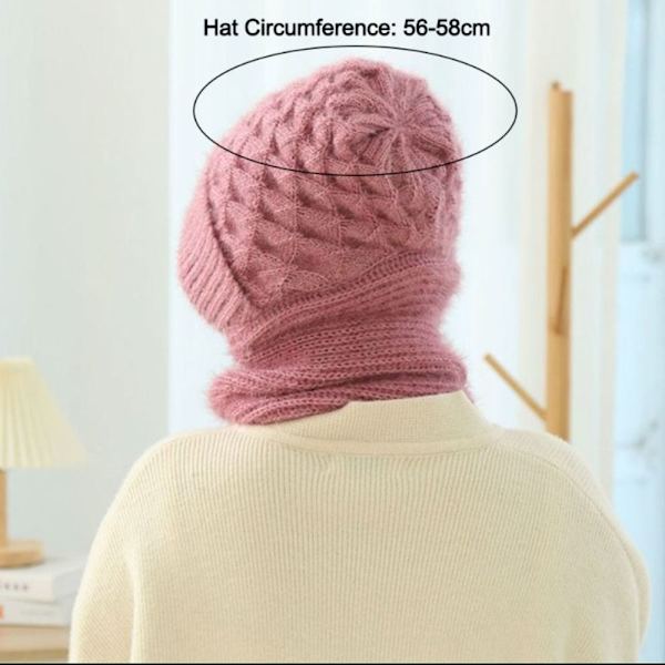 Integrerat hörselskydd Vindtät Cap Scarf Förtjockning Beanie Hat Scarf Wine Red