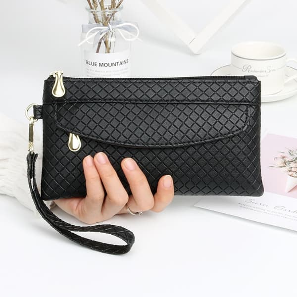 Damplånbok Stor Kapacitet Dam Börs PU Läder Myntficka Clutch Väska Blue