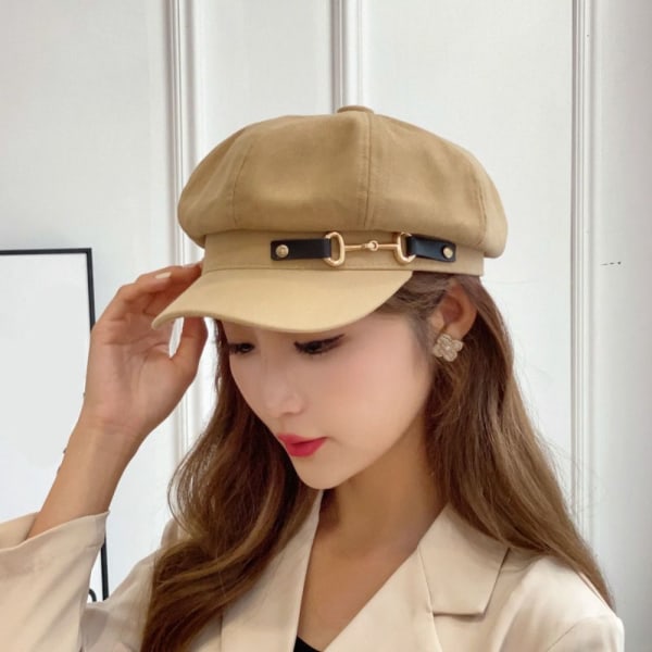 Dam Vintage Basker Hat Justerbar Höst Vinter Hat Mjuk ylle Basker black