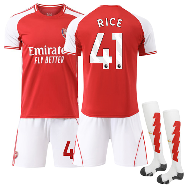 2025-2026 Arsenal Hjemme Barn Voksen Fotballdrakt Sett med Sokker Nr.41 RICE 24