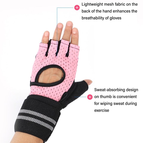 Fitness Half Finger Handskar Sport Handledsskydd Pink L