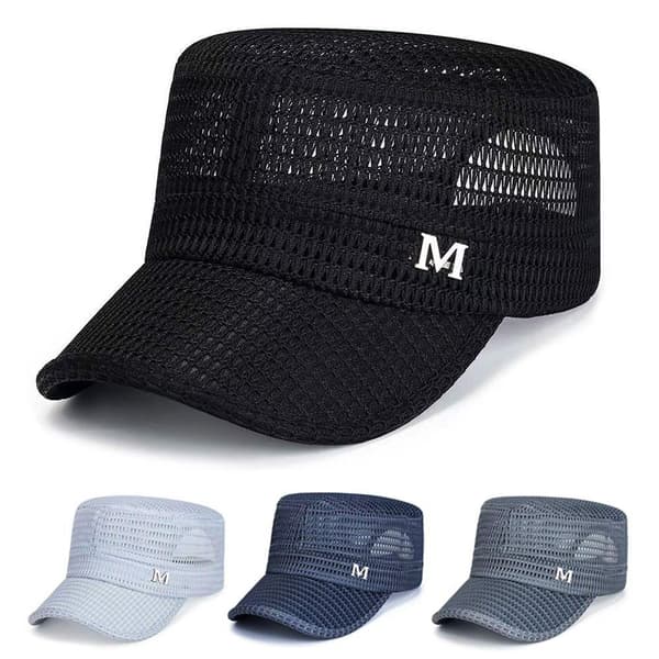 Sommar Herr Militär Hattar Mesh Platt Kepsar Utomhus Snapback Hatt Truckerkeps Navy blue