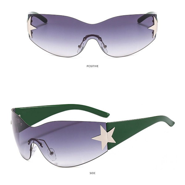 Y2K båglösa solglasögon One Piece Goggles Wrap Around Solglasögon C9