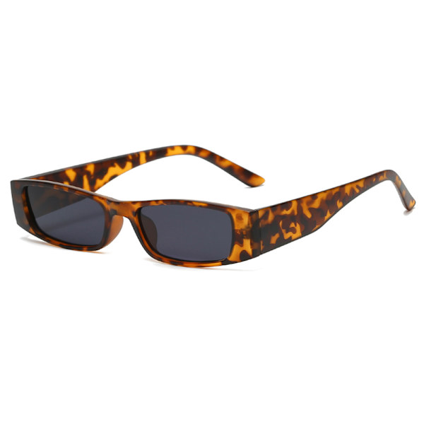 Rectangle Solglasögon Retro Small Ram Solglasögon för Kvinnor Män Matte leopard