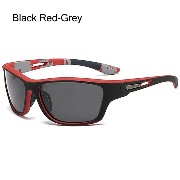 Retro polariserade solglasögon fyrkantiga solglasögon för sportkörning Cykelfiske Black Red-Grey