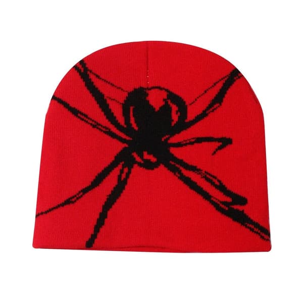 Unisex Jacquard Höst Vinter Hatt Halloween Spindel Varm Stickad Hatt Red