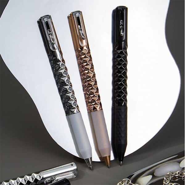2Pack Metal Geometrisk Deformation Neutral Pen Dekompression Intersting Shape Pen Silver