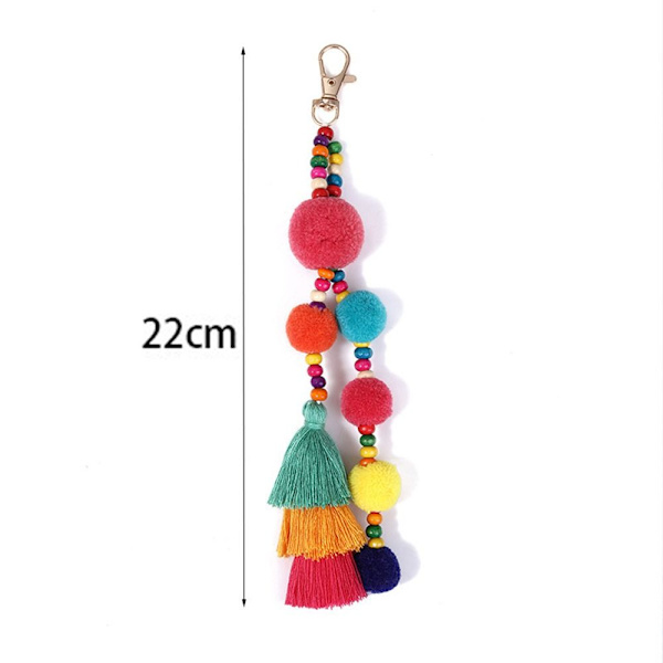Fluffig pompom boll tofs nyckelring nyckelring berlock hängande väska hängande dekoration orange