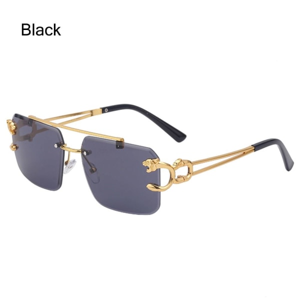 Retro Gepard Dekoration Metal Steampunk båglösa solglasögon Black