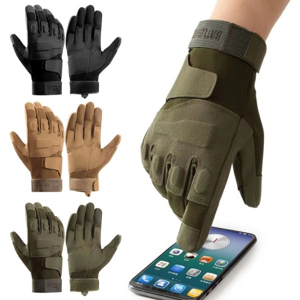 Vintervarma Helfingerhandskar Herr Plysch Pekskärm Cykelhandskar Vindtäta Anti-halk Camo Military Gloves Green XL