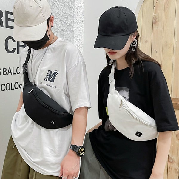 Rese midjeväskor för kvinnor, canvas midjeväska crossbody axelväskor white