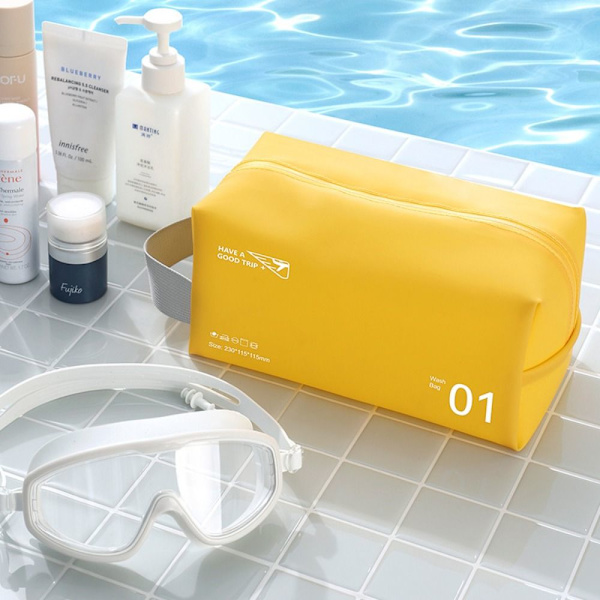 Sminkväska i PVC-läder Dragkedja Vattentät Toalettväska Resekosmetik Organizer White