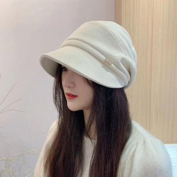 Kvinnor Basker Cap Vintage Varm Ull Visir Basker Hattar White
