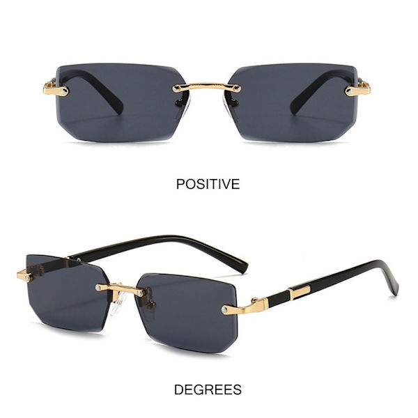 Trendiga båglösa solglasögon Ramlösa rektangulära solglasögon UV400 Gradient brown