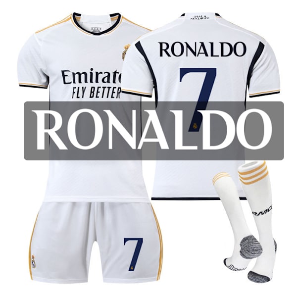23-24 Real Madrid Hemma Barnfotbollströja, Mbappé, Bellingham, VINI JR, MODRIC... No.7 Ronaldo XS