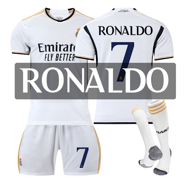 23-24 Real Madrid Hemma Barnfotbollströja, Mbappé, Bellingham, VINI JR, MODRIC... No.7 Ronaldo XXL
