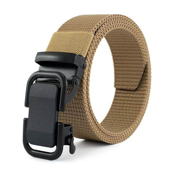 Herr Canvas midjebälte Automatiskt spänne Nylon Business Casual Wild Style Jeans Byxor Midjeband khaki