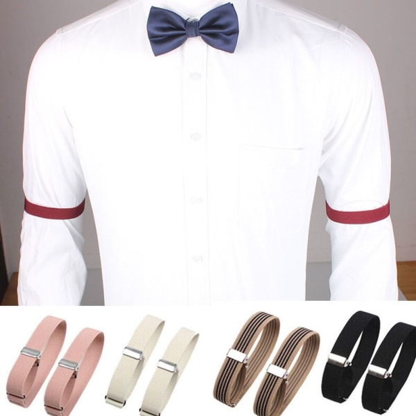 1 par elastiska skjortärmhållare Strumpeband Armbandsmanschetter White