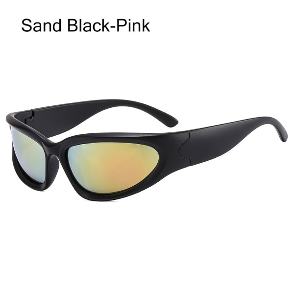 Y2K Wrap Around Solglasögon Vintage Punk Goggle Glasögon Sand Black-Pink