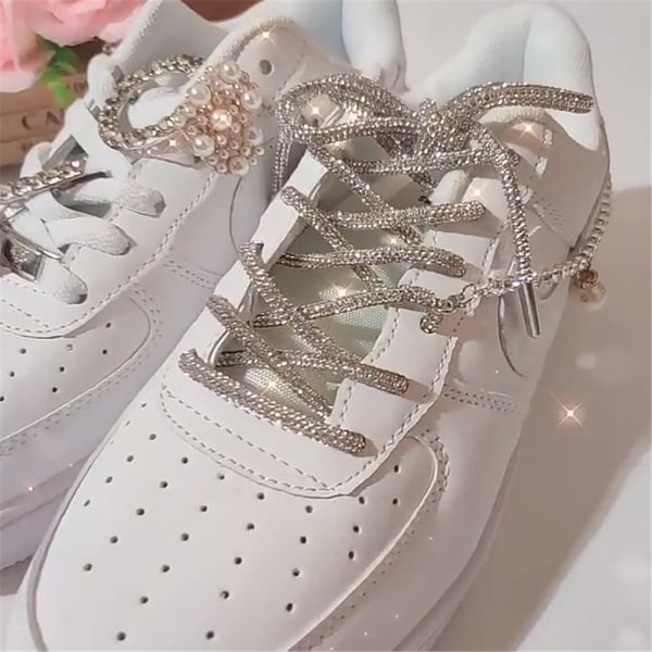 1 Par Lyxiga Rhinestone Skosnören Rainbow Diamond Rund Sko multicolor